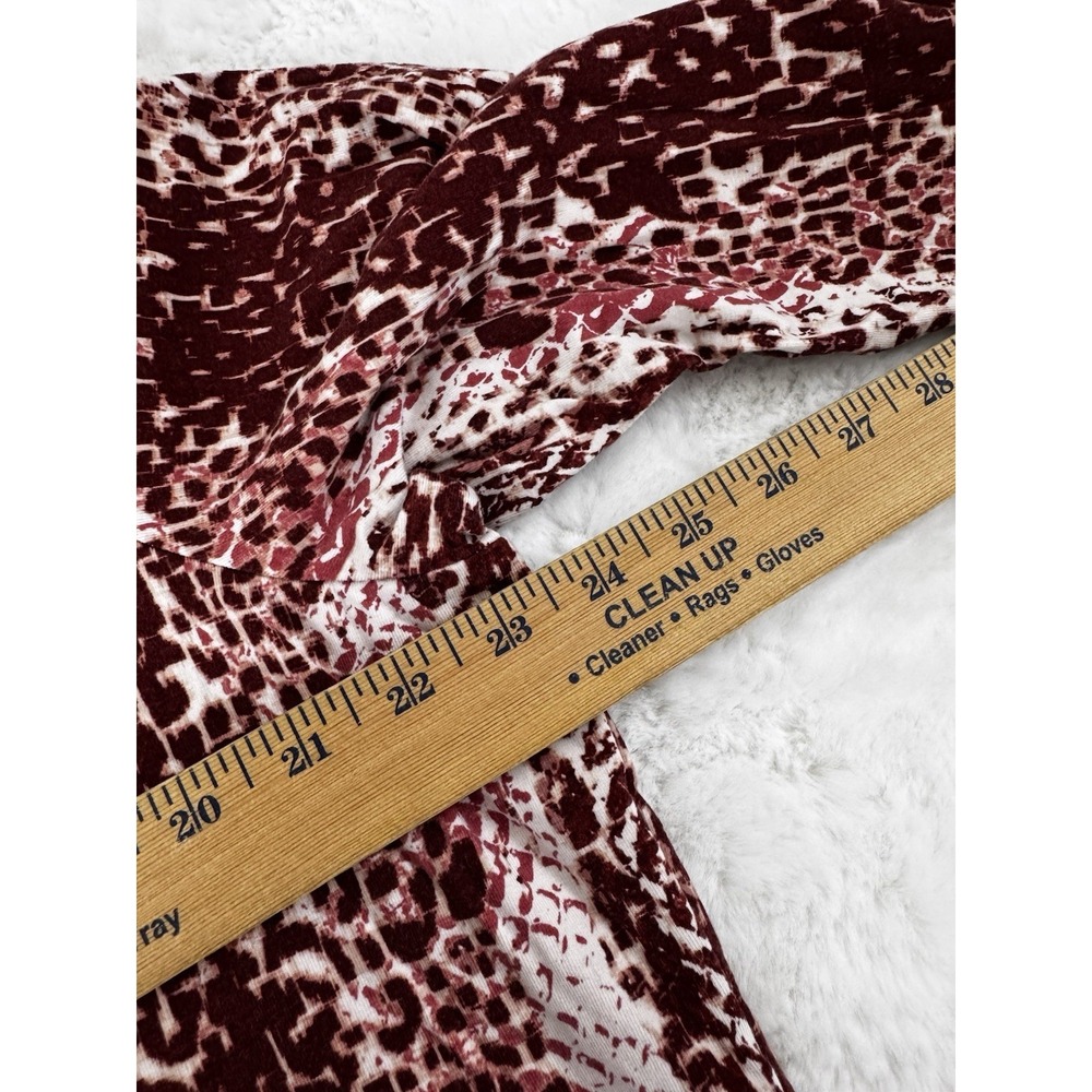 Belle by Kim Gravel Pullover Tee Top Long Sleeve Brown Pink Animal Print Size XL - Picture 6 of 9